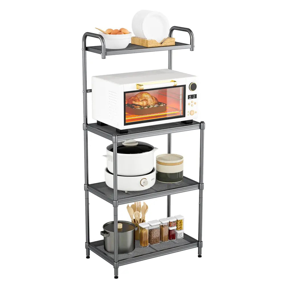4-Tier Baker€™s Rack Stand Shelves Kitchen Storage Rack Organizer - Gray - Baker’s Racks