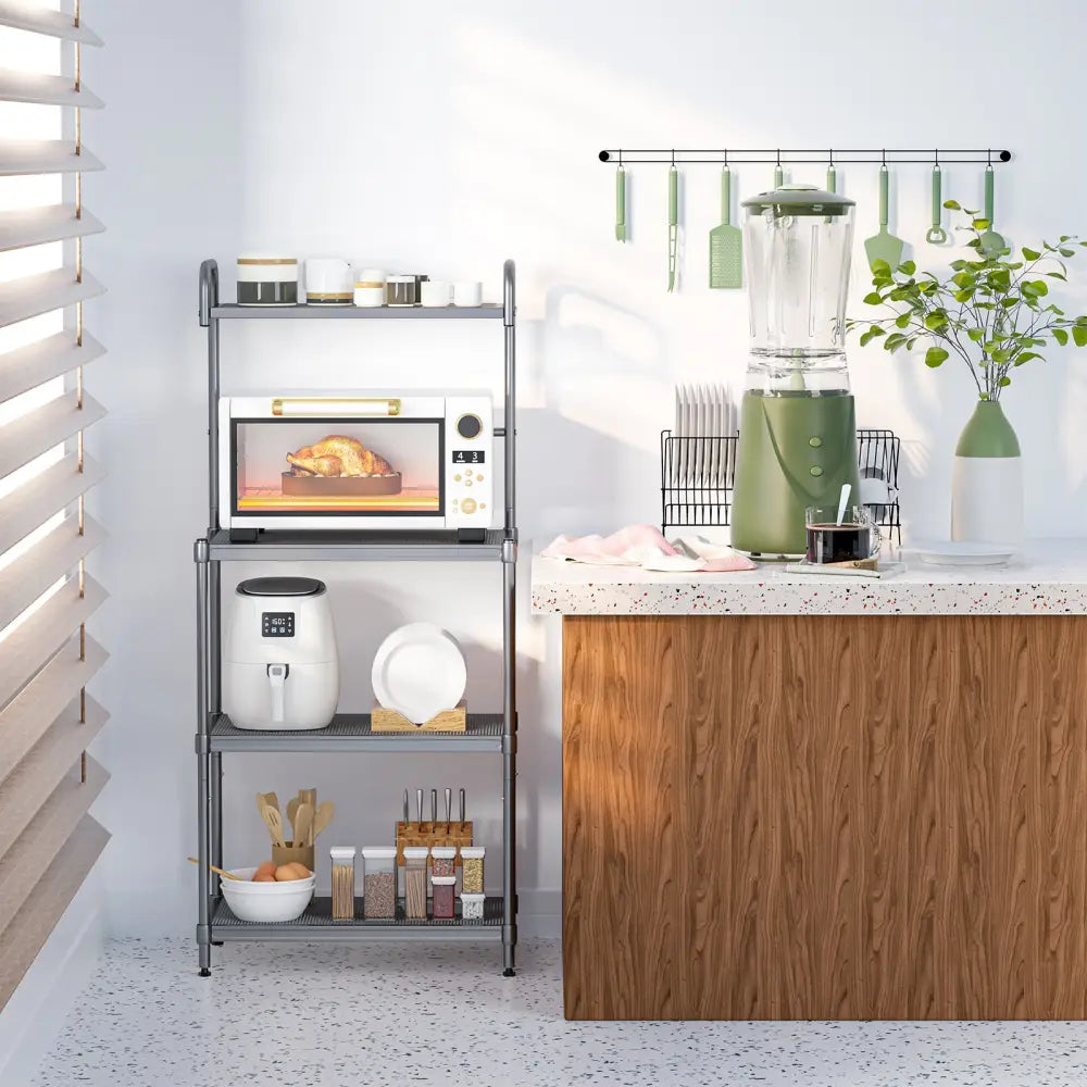 4-Tier Baker€™s Rack Stand Shelves Kitchen Storage Rack Organizer - Gray - Baker’s Racks