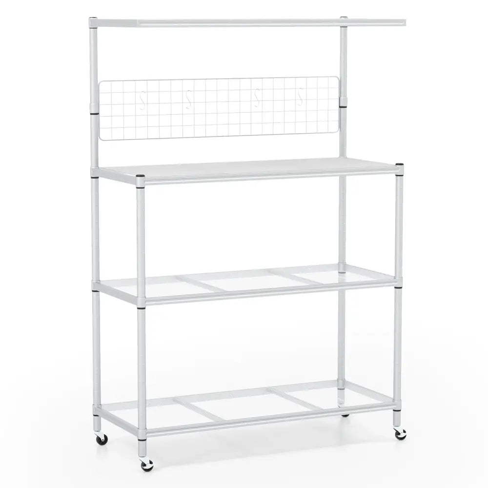 4-Tier Bakers Rack on Wheels with Adjustable Shelves-Silver - Silver - Baker’s Racks