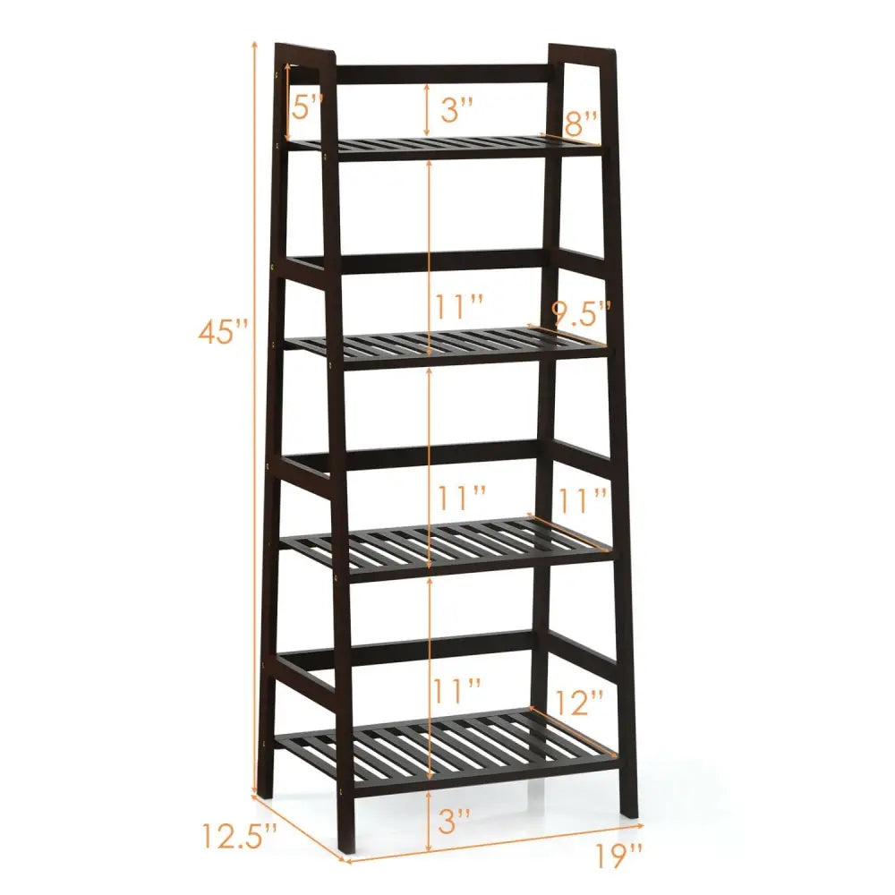 4-Tier Bamboo Plant Rack with Guardrails Stable and Space-Saving-Brown - Brown - Plant Stands