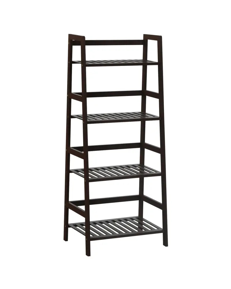 4-Tier Bamboo Plant Rack with Guardrails Stable and Space-Saving-Brown - Brown - Plant Stands