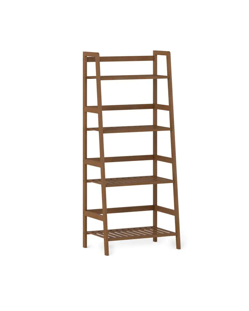 4-Tier Bamboo Plant Rack with Guardrails Stable and Space-Saving-Walnut - Walnut - Plant Stands
