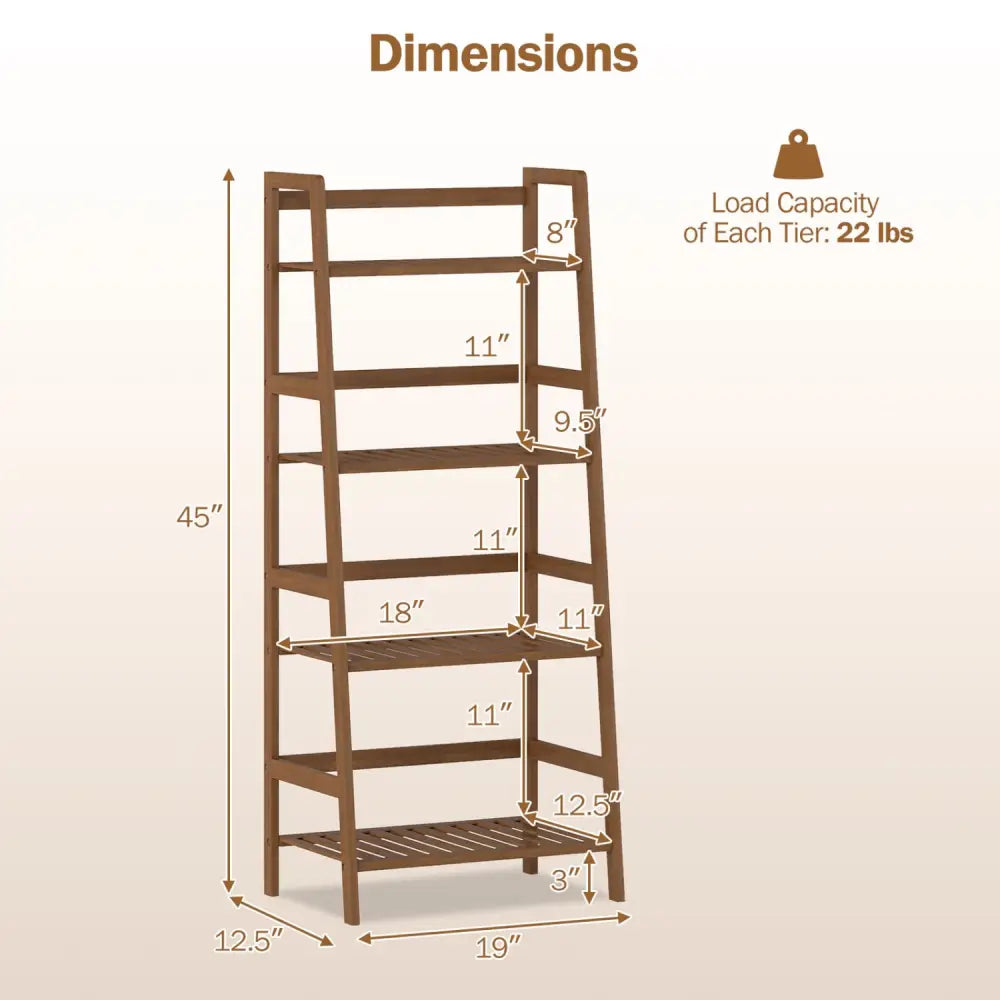 4-Tier Bamboo Plant Rack with Guardrails Stable and Space-Saving-Walnut - Walnut - Plant Stands