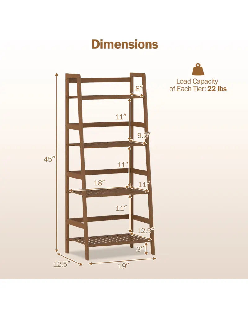 4-Tier Bamboo Plant Rack with Guardrails Stable and Space-Saving-Walnut - Walnut - Plant Stands