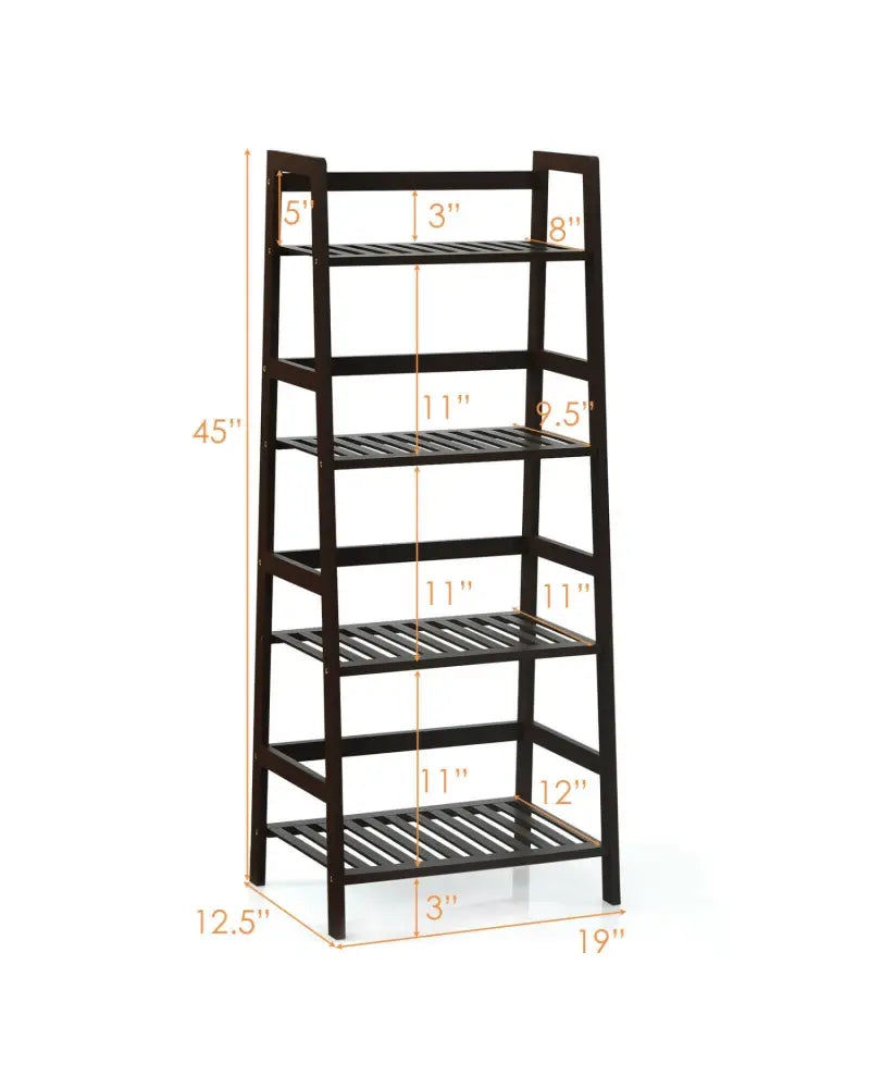 4-Tier Bamboo Plant Rack with Guardrails Stable and Space-Saving-Brown - Brown - Plant Stands