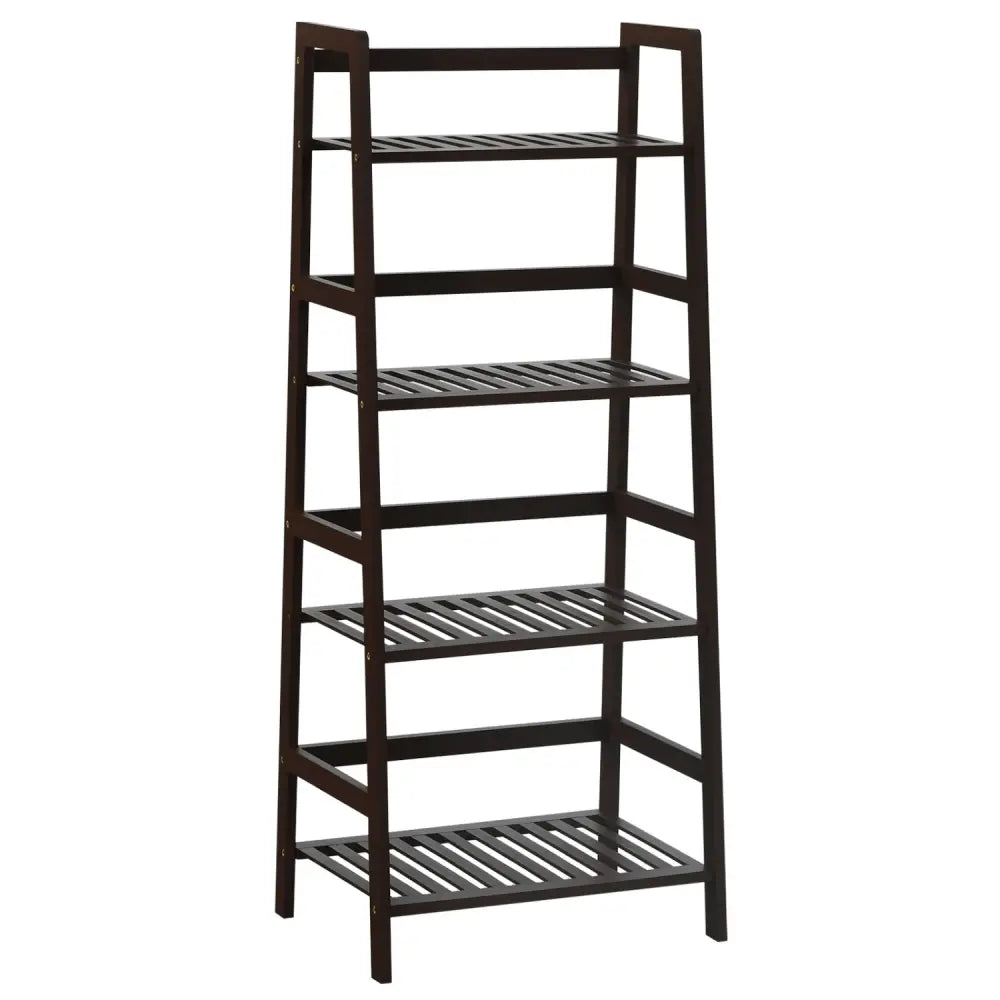 4-Tier Bamboo Plant Rack with Guardrails Stable and Space-Saving-Brown - Brown - Plant Stands
