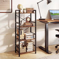 4-Tier Bookshelf Narrow Freestanding Display Shelf with Metal Frame-Rustic Brown - Rustic Brown - Bookcases