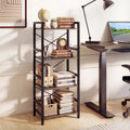 4-Tier Bookshelf Narrow Freestanding Display Shelf with Metal Frame-Oak - Oak - Bookcases