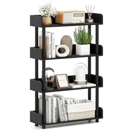 4-Tier Bookshelf Open Bookcase with Anti-Tipping Kit Industrial Storage Unit-Black Costway