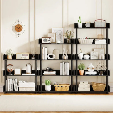 4-Tier Bookshelf Open Bookcase with Anti-Tipping Kit Industrial Storage Unit-Black Costway