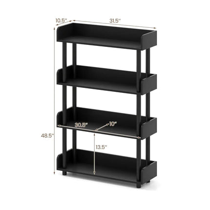 4-Tier Bookshelf Open Bookcase with Anti-Tipping Kit Industrial Storage Unit-Black Costway