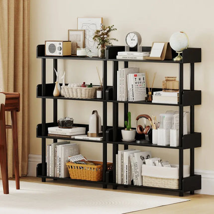 4-Tier Bookshelf Open Bookcase with Anti-Tipping Kit Industrial Storage Unit-Black Costway