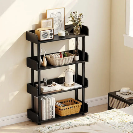 4-Tier Bookshelf Open Bookcase with Anti-Tipping Kit Industrial Storage Unit-Black Costway