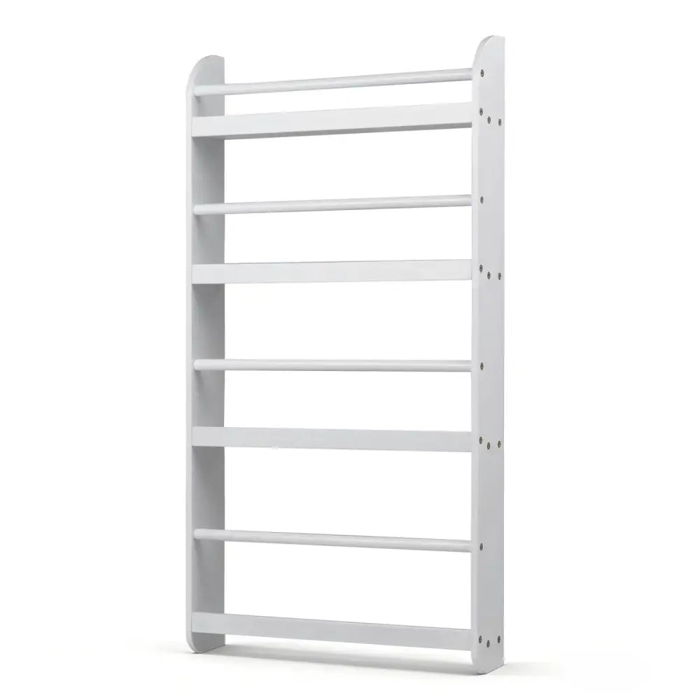 4-Tier Bookshelf Organizer for Toys and Books with Basswood Crossbar-White - White - Bookcases