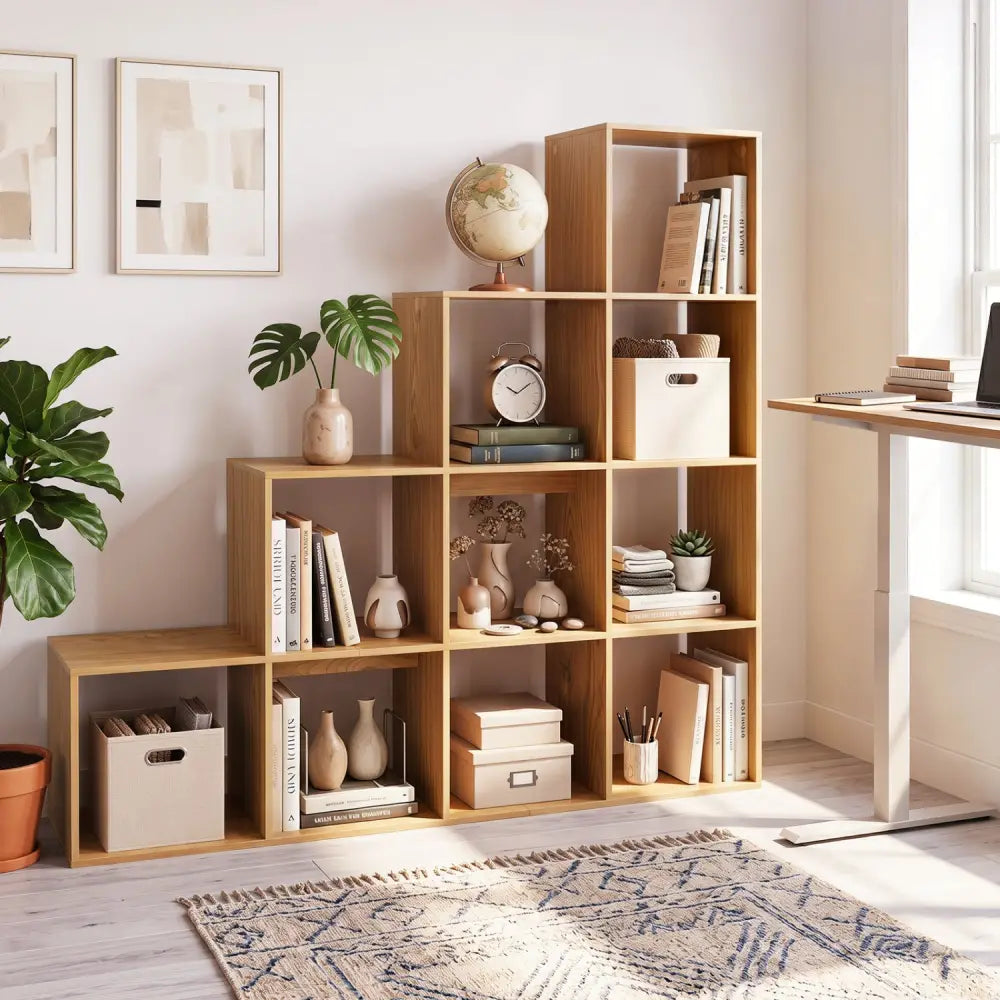 4-Tier Bookshelf with 2 Anti-Tipping Kits for Home Office-Natrual - Natural - Bookcases
