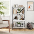 4-Tier Bookshelf with Heavy-Duty Metal Frame-White - White - Bookcases