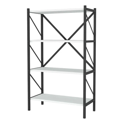 4-Tier Bookshelf with Heavy-Duty Metal Frame-White Costway
