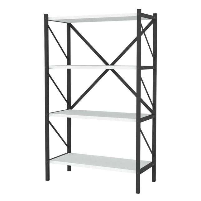 4-Tier Bookshelf with Heavy-Duty Metal Frame-White Costway