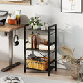 4-Tier Bookshelf with Metal Frame and Wooden Storage Racks for Study-Oak - Oak - Bookcases
