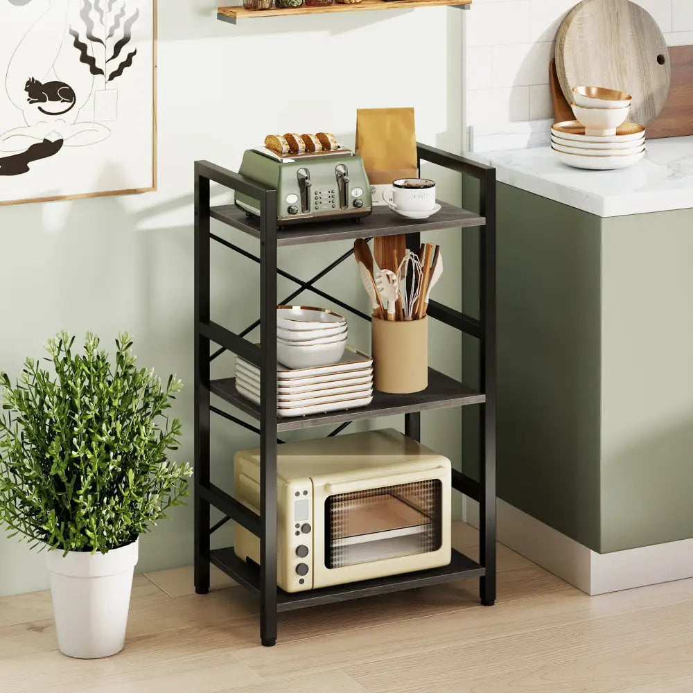 4-Tier Bookshelf with Metal Frame and Wooden Storage Racks for Study-Oak - Oak - Bookcases