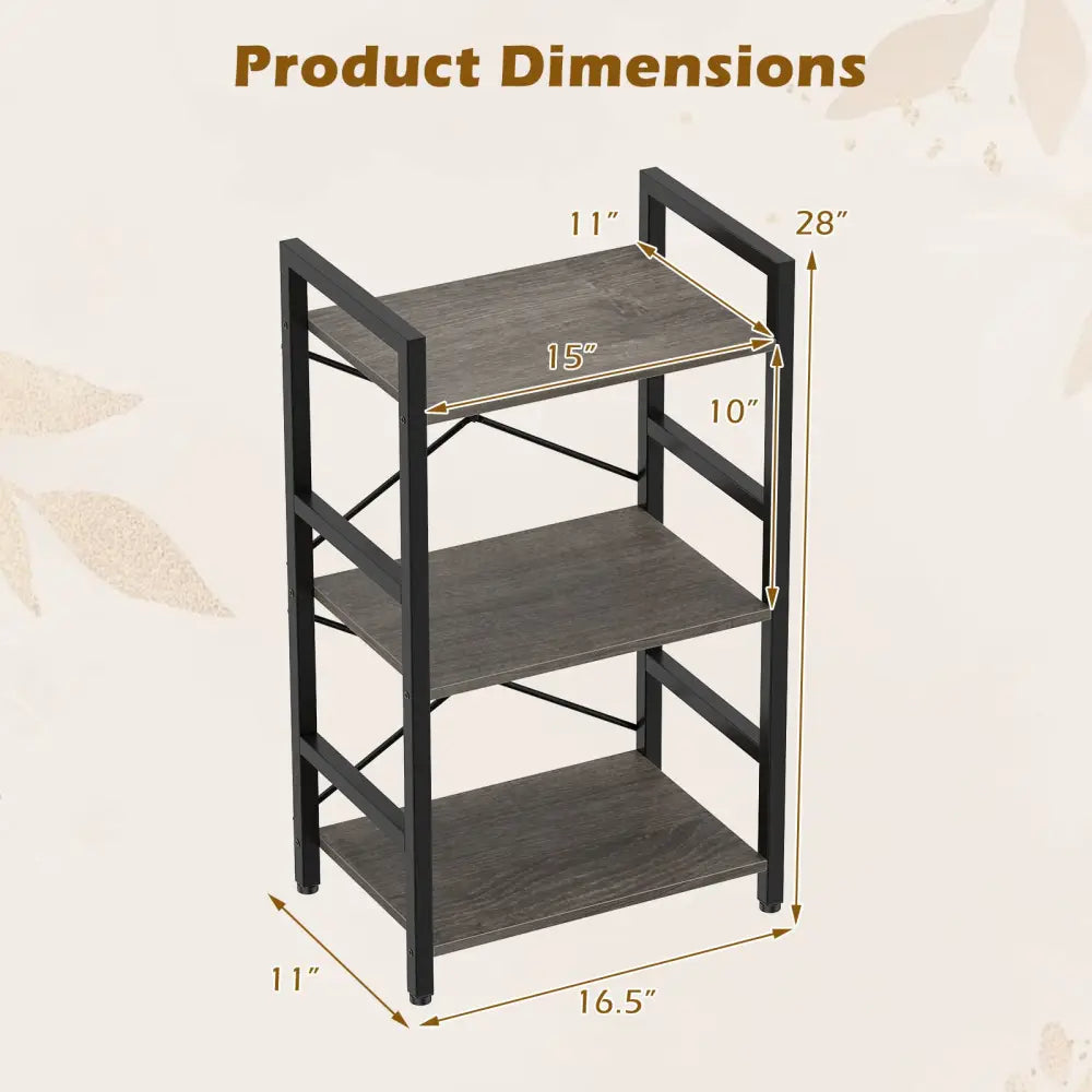 4-Tier Bookshelf with Metal Frame and Wooden Storage Racks for Study-Oak - Oak - Bookcases