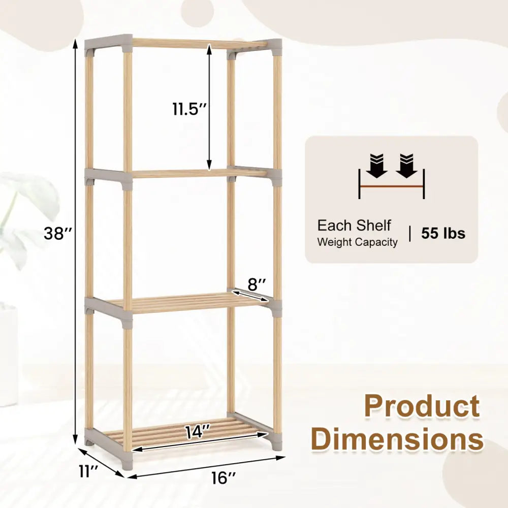 4-Tier Bookshelf with Open Shelves for Home Office and Bathroom-4-Tier - Bookcases