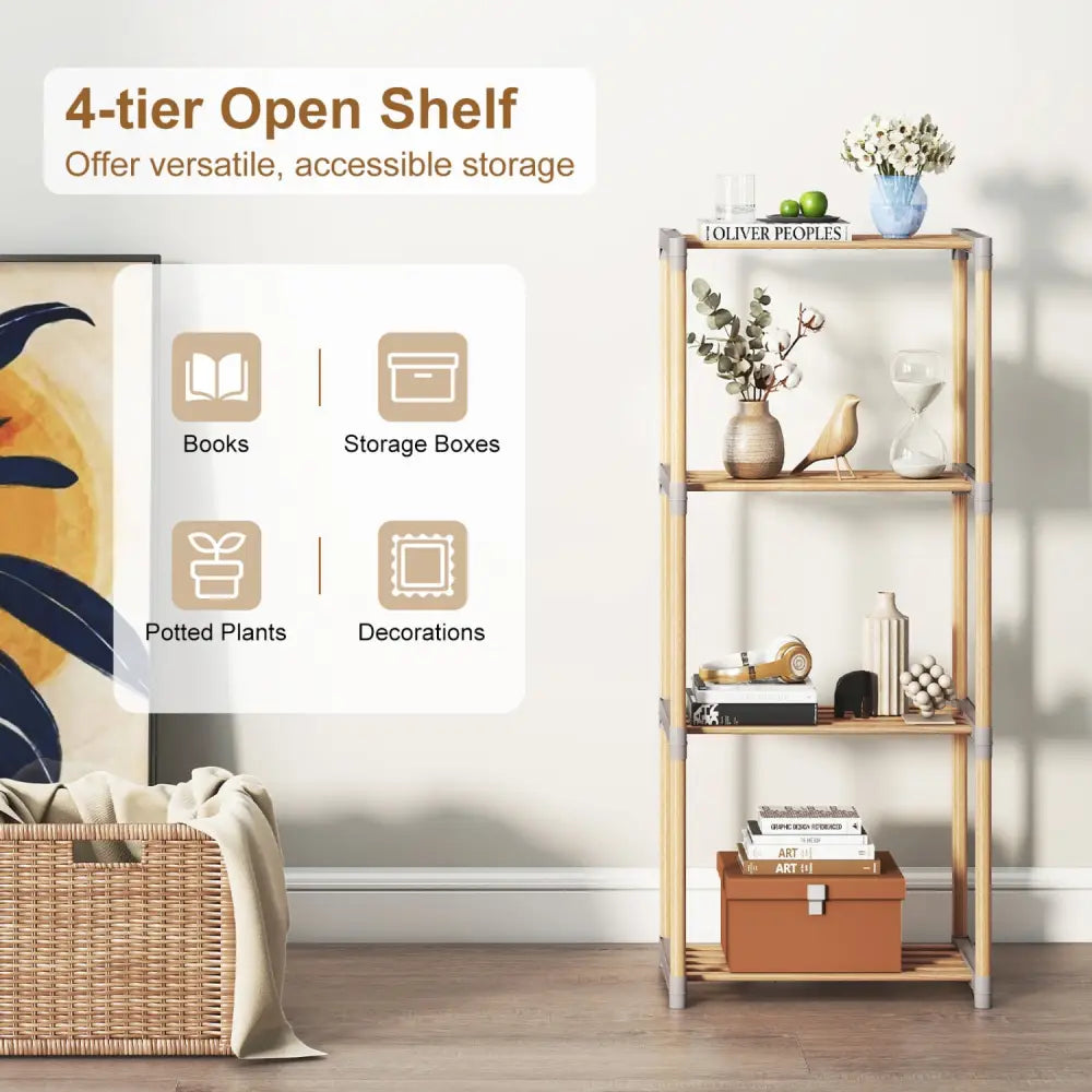 4-Tier Bookshelf with Open Shelves for Home Office and Bathroom-4-Tier - Bookcases