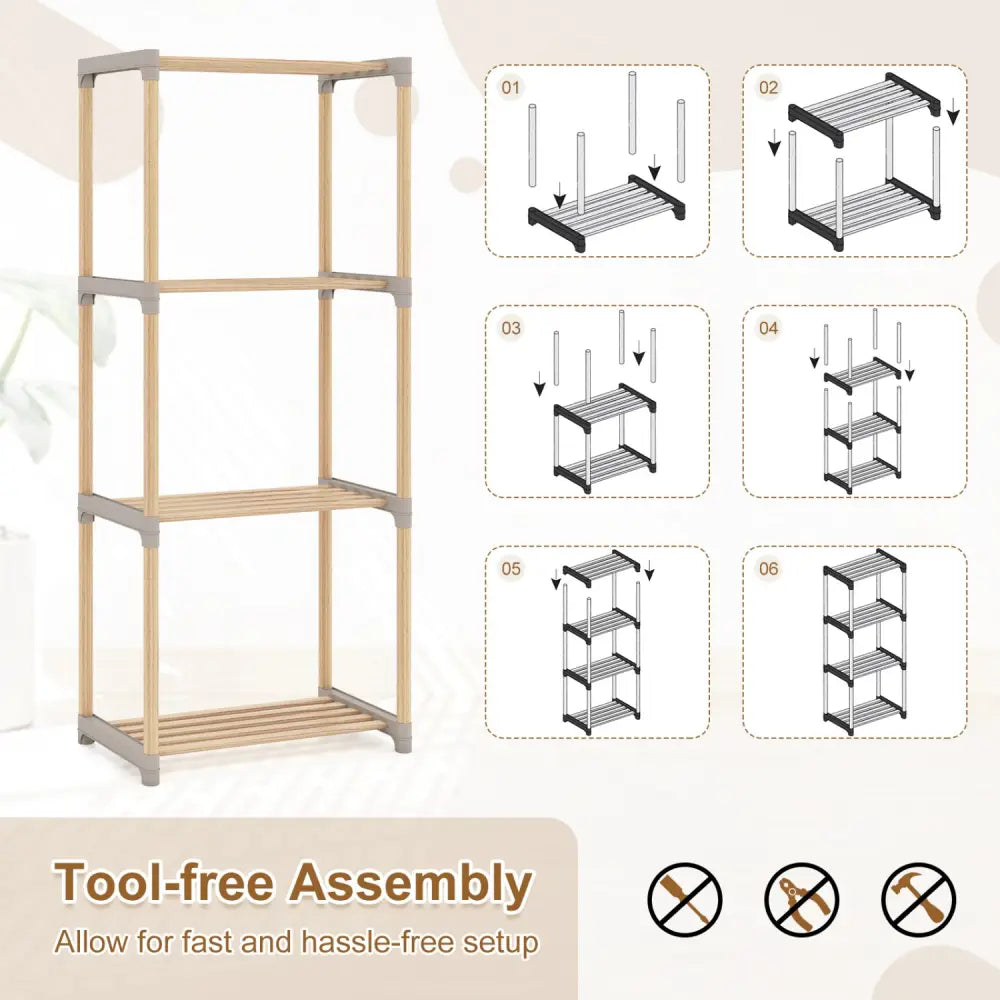 4-Tier Bookshelf with Open Shelves for Home Office and Bathroom-4-Tier - Bookcases