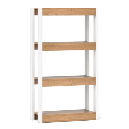 4 Tier Bookshelf Wooden Bookcase with Dual Anti-Tipping Kits-Natural Costway