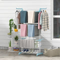 4-tier Clothes Drying Rack with Rotatable Side Wings and Collapsible Shelves-Blue - Blue - Drying Racks
