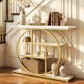 4-Tier Console Table 41 Inches Entryway Table with Storage Shelves-White - White - Console Tables