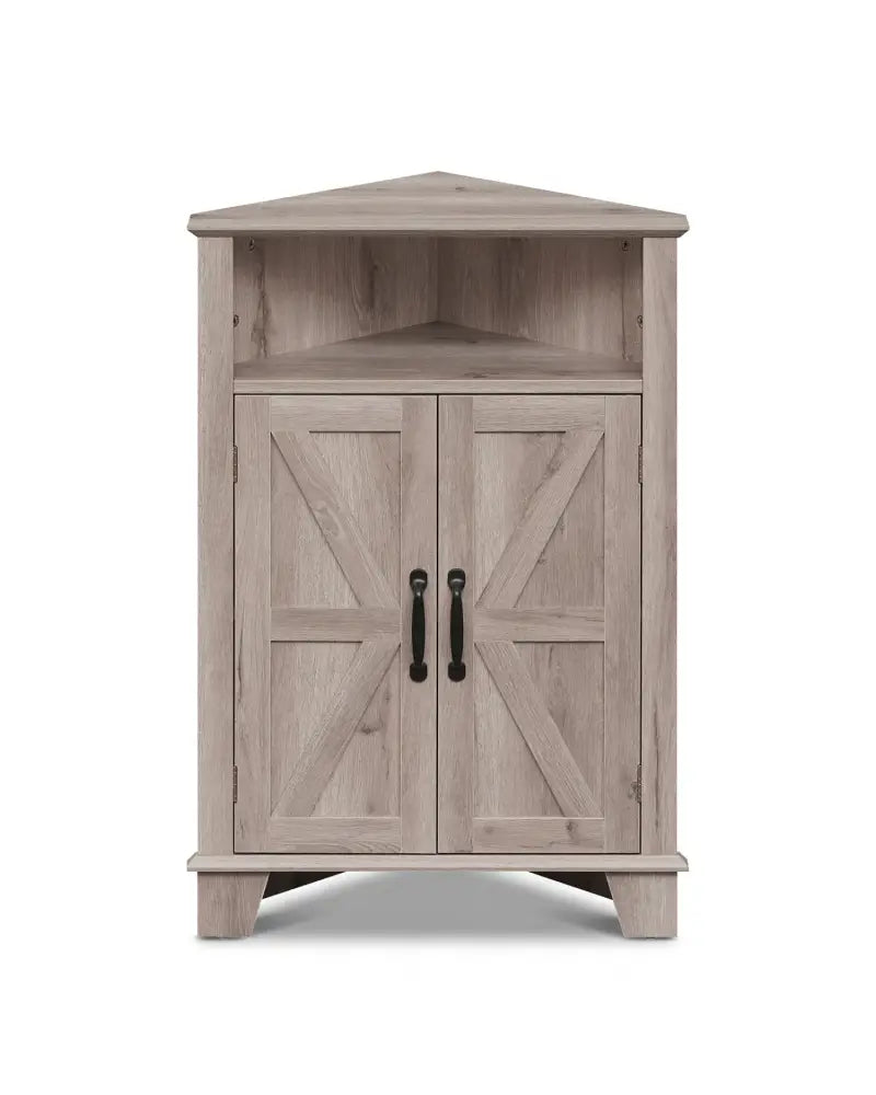 4-Tier Corner Storage Cabinet with Open Shelf-Gray - Gray - Cabinets & Chests