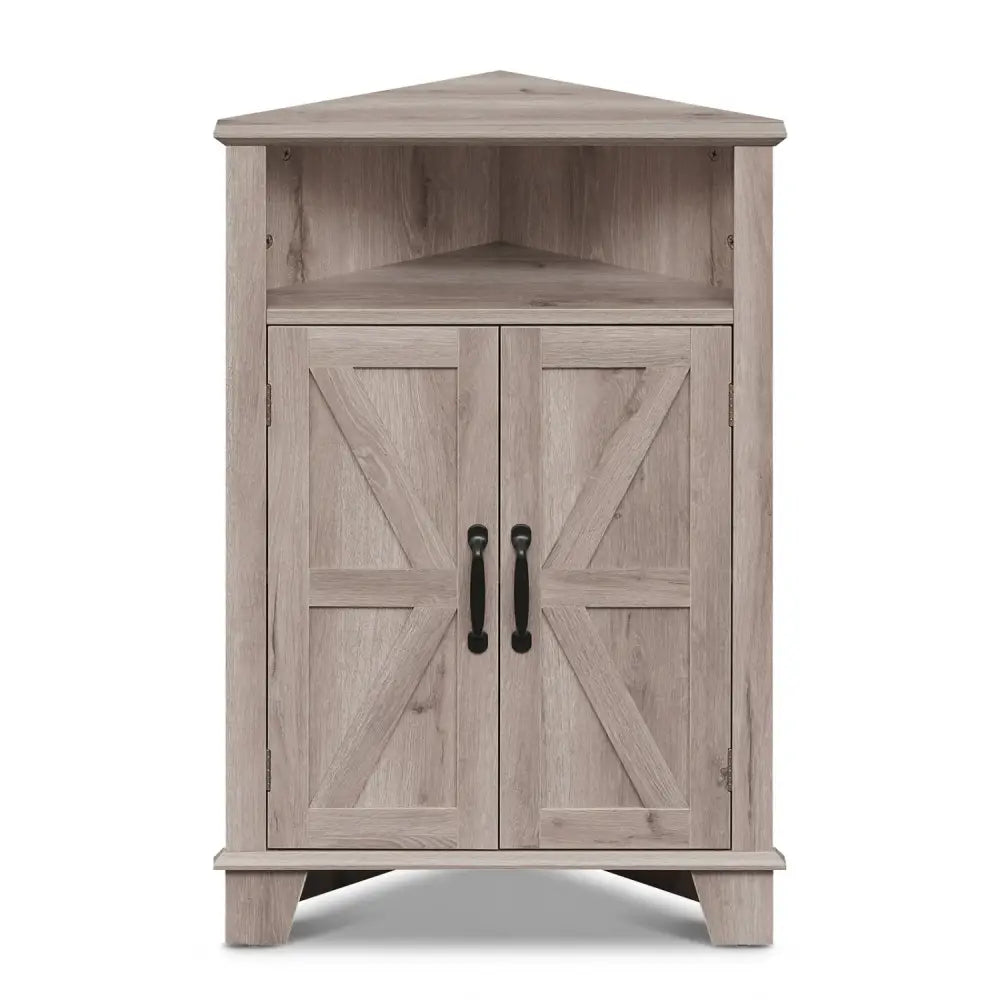 4-Tier Corner Storage Cabinet with Open Shelf-Gray - Gray - Cabinets & Chests