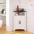 4-Tier Corner Storage Cabinet with Open Shelf-White - White - Cabinets & Chests