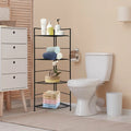 4 Tier Folding Metal Shelf Plant Stand Storage Open Shelf Corner Display Rack - Black - Plant Stands