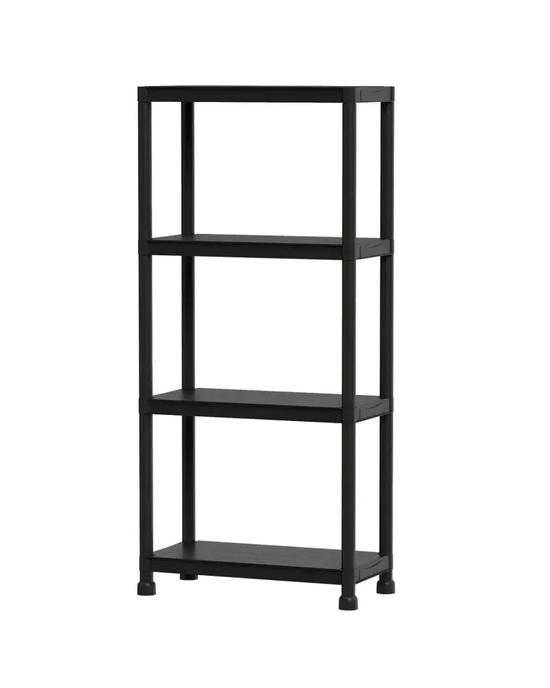 4-Tier Heavy-Duty Plastic Storage Shelves Freestanding Garage Shelving Unit - Black - Garages