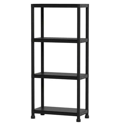 4-Tier Heavy-Duty Plastic Storage Shelves Freestanding Garage Shelving Unit - Black - Garages