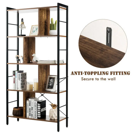 4-Tier Industrial Bookshelf Floor Standing Storage Rack Large Storage Costway