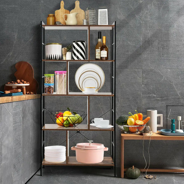 4-Tier Industrial Bookshelf Floor Standing Storage Rack Large Storage Costway
