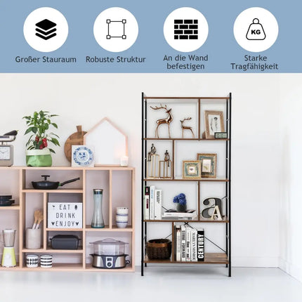 4-Tier Industrial Bookshelf Floor Standing Storage Rack Large Storage Costway