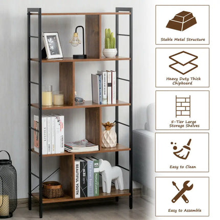 4-Tier Industrial Bookshelf Floor Standing Storage Rack Large Storage Costway