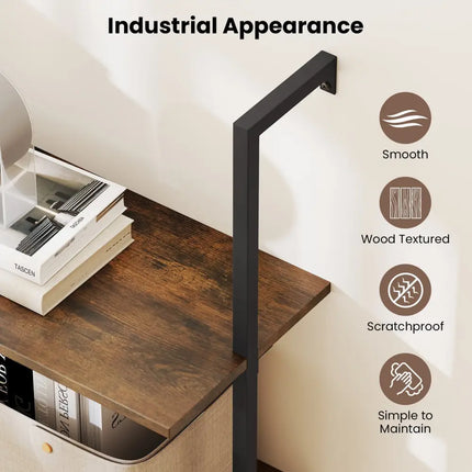 4-Tier Industrial Ladder Bookshelf with Metal Frame-Coffee Costway