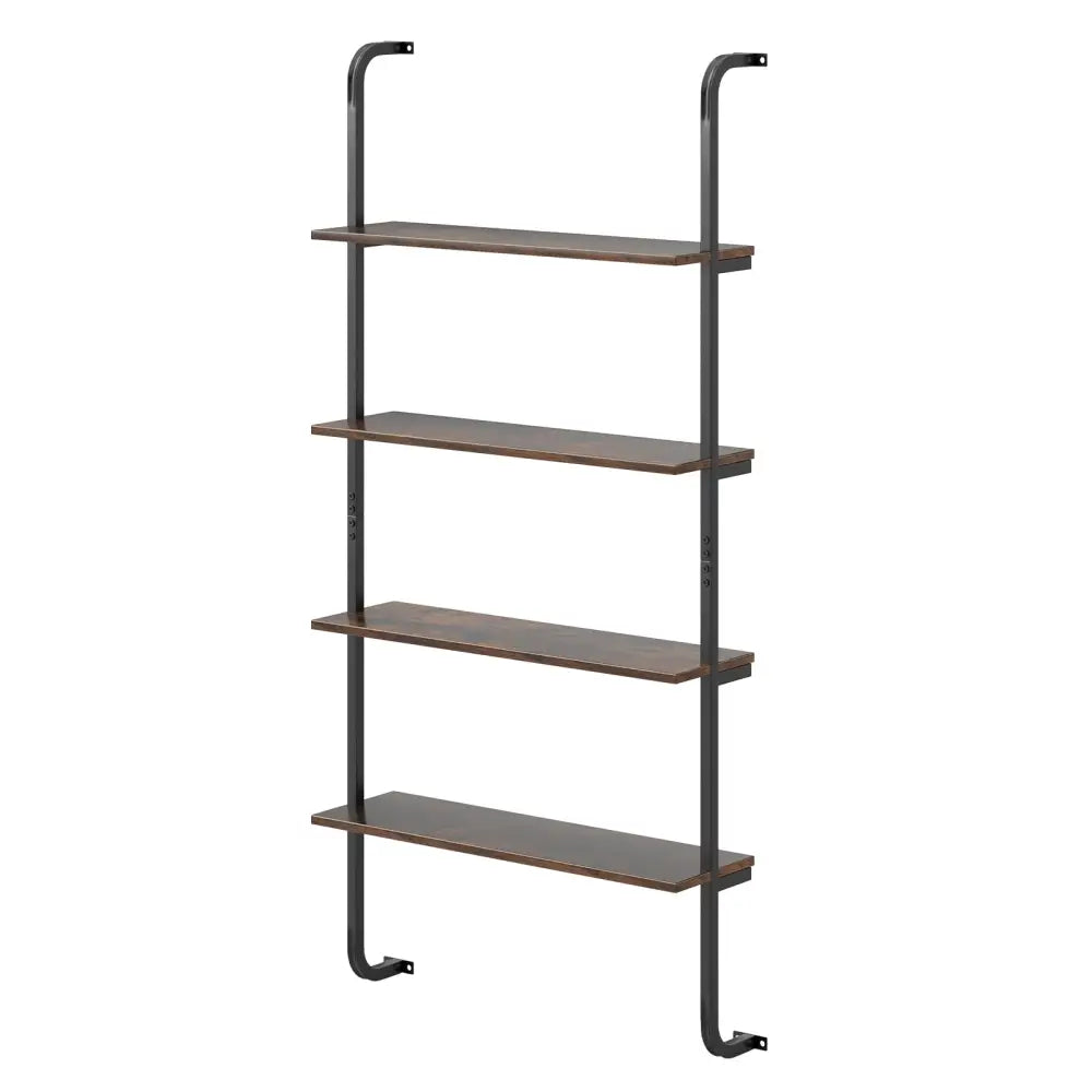 4-Tier Industrial Pipe Shelving with Metal Frame for Living Room Kitchen-Rustic Brown - Rustic Brown - Bookcases