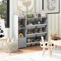 4-Tier Kids Bookshelf and Toy Storage Rack with 8 Toy Organizer Bins-Grey - Gray - Kids Storage