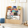 4-Tier Kids Bookshelf with Deep Compartments for Bedroom-Natural - Natural - Kids Storage