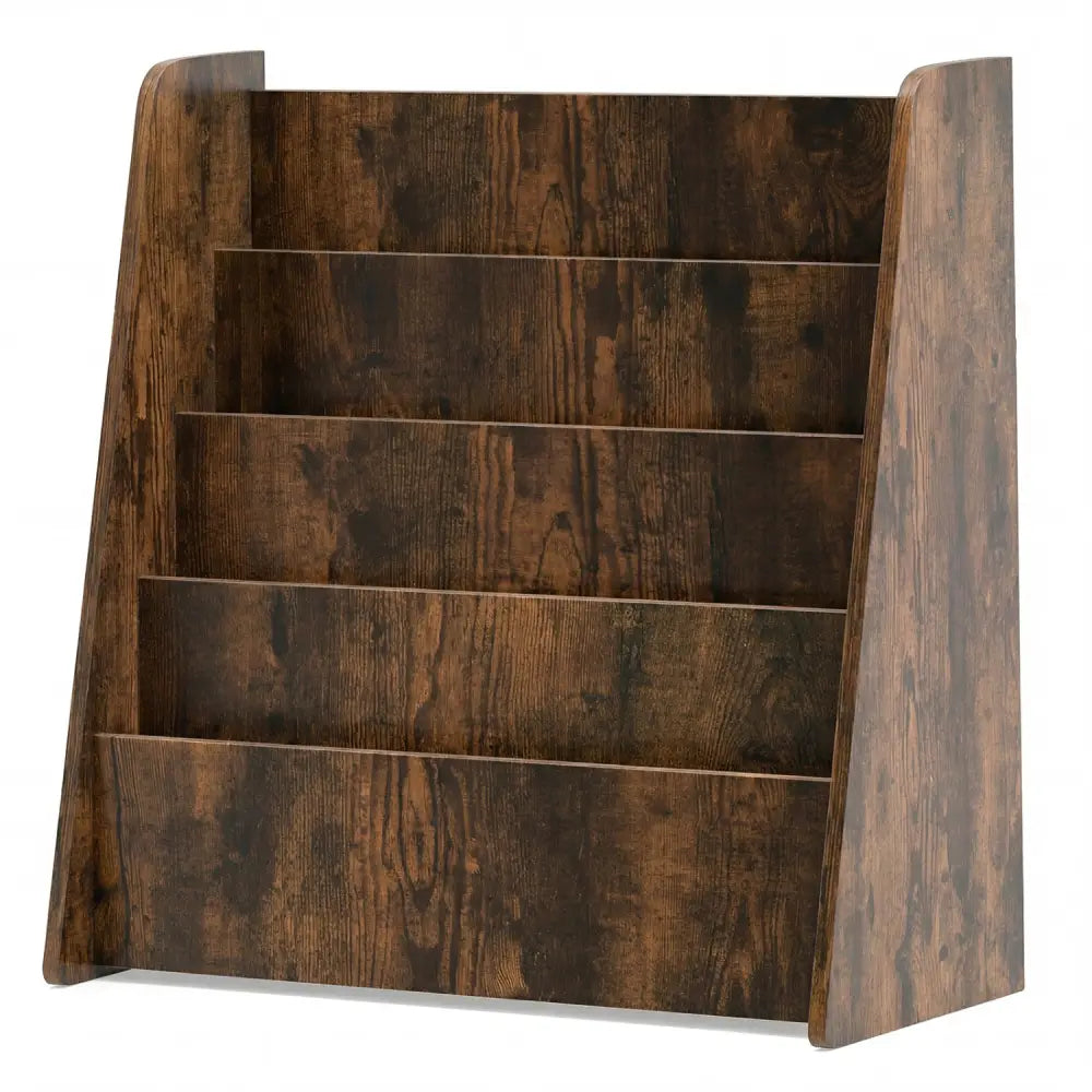4-Tier Kids Bookshelf with Deep Compartments for Bedroom-Rustic brown - Rustic Brown - Kids Storage