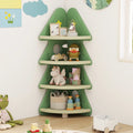 4-Tier Kids Corner Bookshelf Baby Display Shelf for Kids Room-Green - Green - Kids Storage