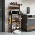 4-Tier Kitchen Bakers Rack with Power Outlet and 8 Hooks-Rustic Brown - Rustic Brown - Baker’s Racks