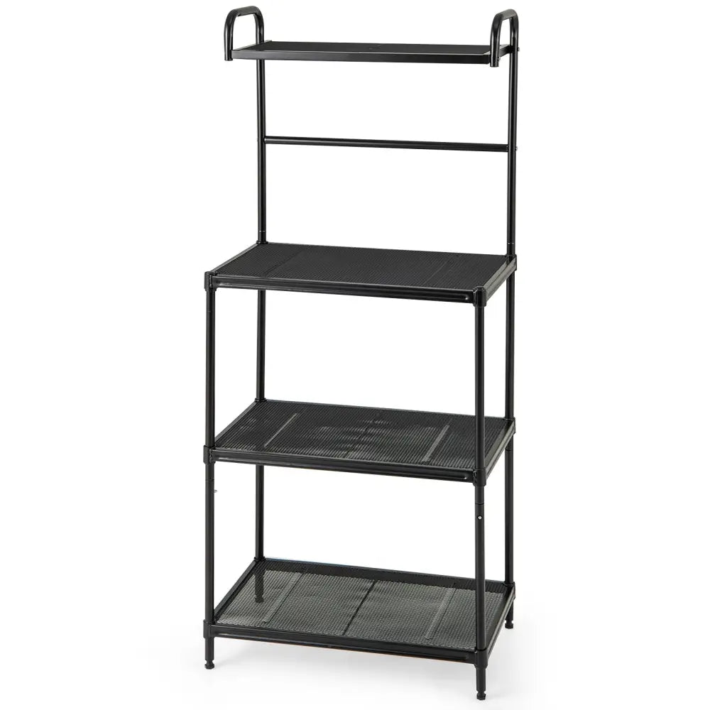 4-Tier Kitchen Microwave Storage Rack with Metal Shelves-Black - Black - Baker’s Racks