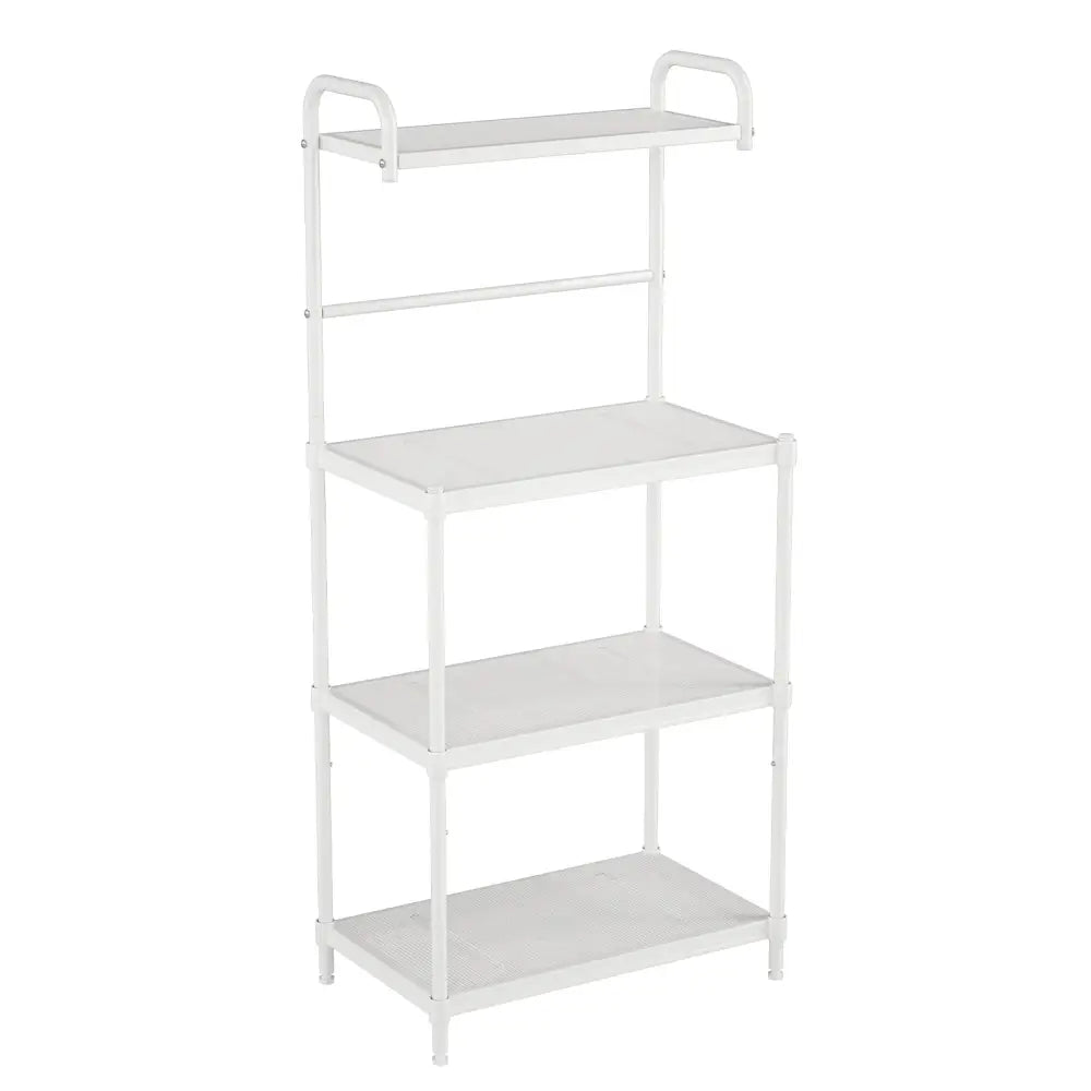 4-Tier Kitchen Storage Baker Microwave Oven Rack Shelves-White - White - Baker’s Racks